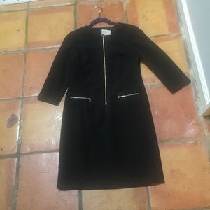 Black with Gold Zipper Pointe Shift  Dress